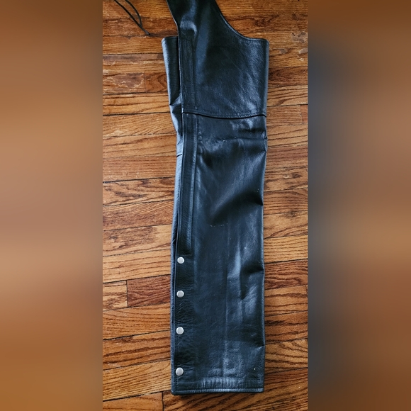 Chaps Genuine Leather Motorcycle Pro Rider Black Size Large - Picture 3 of 15